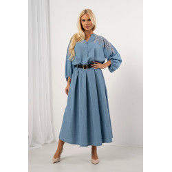 Spódnica maxi z plisami i ozdobnym paskiem