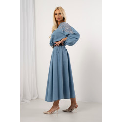 Spódnica maxi z plisami i ozdobnym paskiem