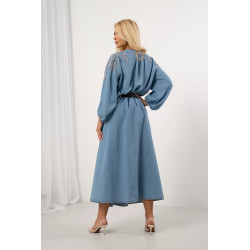 Spódnica maxi z plisami i ozdobnym paskiem