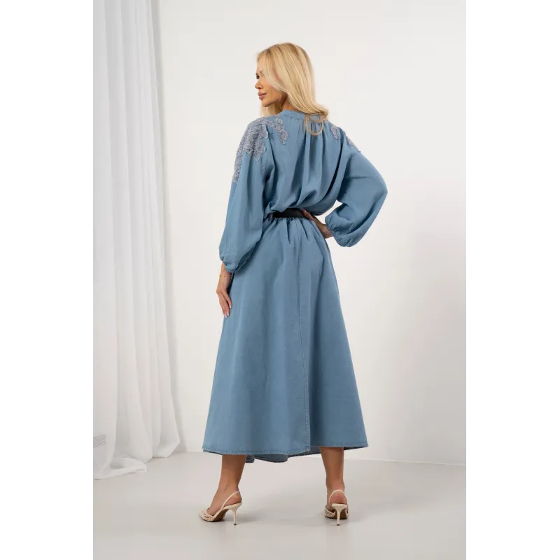 Spódnica maxi z plisami i ozdobnym paskiem