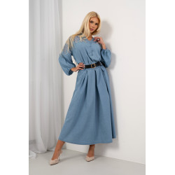 Spódnica maxi z plisami i ozdobnym paskiem