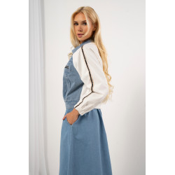 Kurtka jeansowa z kontrastowymi rękawami i tyłem