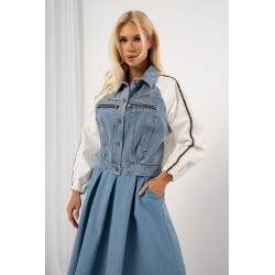 Kurtka jeansowa z kontrastowymi rękawami i tyłem