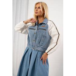 Kurtka jeansowa z kontrastowymi rękawami i tyłem