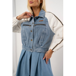 Kurtka jeansowa z kontrastowymi rękawami i tyłem