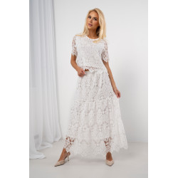 Ażurowy komplet z koronkową spódnicą maxi