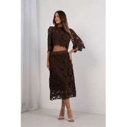 Koronkowy komplet z kwiatowym wzorem