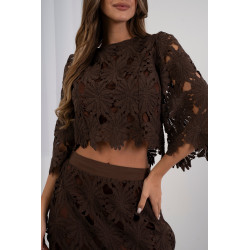 Koronkowy komplet z kwiatowym wzorem