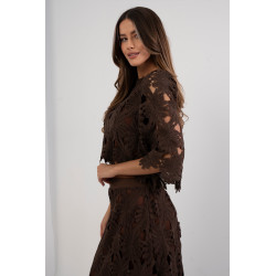 Bluzka z ażurowymi wycięciami i szerokimi rękawami