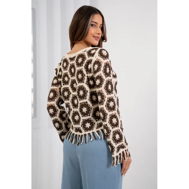 Ażurowa bluzka boho z frędzlami