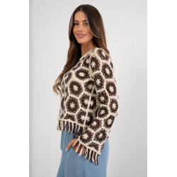 Ażurowa bluzka boho z frędzlami