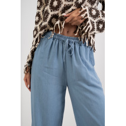 Luźne spodnie z elastycznym pasem i wiązaniem
