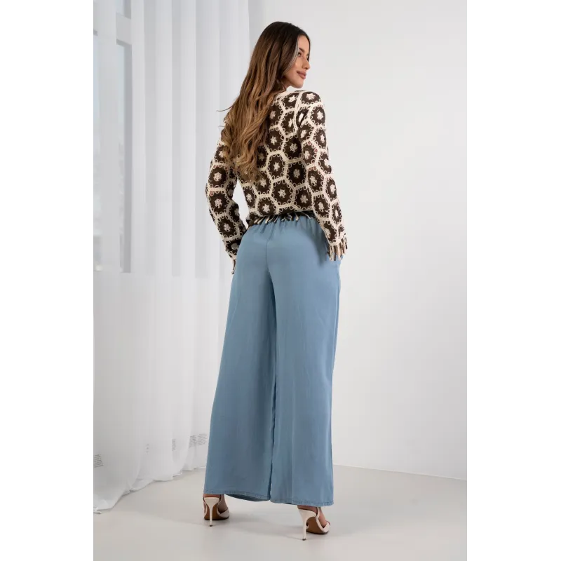 Luźne spodnie z elastycznym pasem i wiązaniem