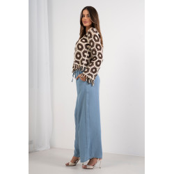 Luźne spodnie z elastycznym pasem i wiązaniem