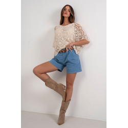 Spodenki typu paperbag z ozdobnym paskiem