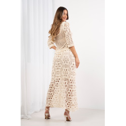 Długa spódnica ażurowa z kwiatowym wzorem