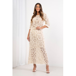 Długa spódnica ażurowa z kwiatowym wzorem