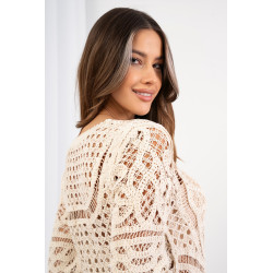 Ażurowa bluzka boho z ozdobnym haftem