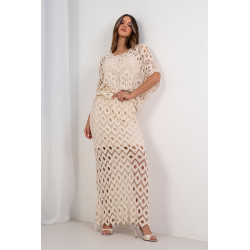 Ażurowa spódnica maxi z geometrycznym wzorem