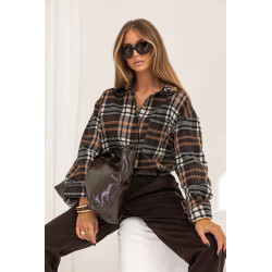KOSZULA W KRATĘ Z OZDOBNYMI BROSZKAMI