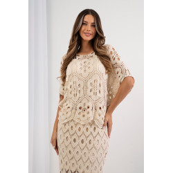 Ażurowa bluzka boho z motywem kwiatowym