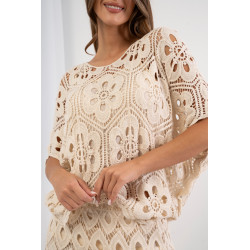 Ażurowa bluzka boho z motywem kwiatowym