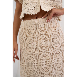 Długa spódnica z koronki gipiurowej w stylu boho