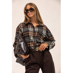 KOSZULA W KRATĘ Z OZDOBNYMI BROSZKAMI