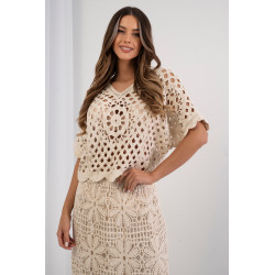 Bluzka ażurowa w stylu boho z grubym splotem