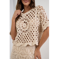 Bluzka ażurowa w stylu boho z grubym splotem