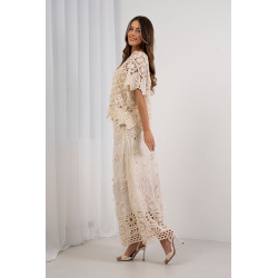 Spódnica maxi w stylu boho w haftowane kwiaty