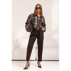 KOSZULA W KRATĘ Z OZDOBNYMI BROSZKAMI