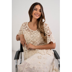 Bluzka z koronki gipiurowej z falistym wykończeniem