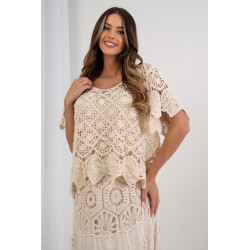Bluzka z koronki gipiurowej z falistym wykończeniem