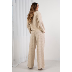 Ażurowe spodnie z szerokimi nogawkami i elastycznym pasem