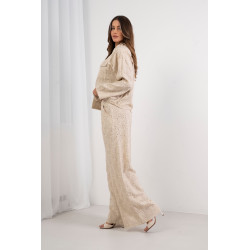 Ażurowe spodnie z szerokimi nogawkami i elastycznym pasem