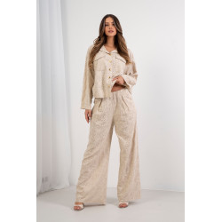 Ażurowe spodnie z szerokimi nogawkami i elastycznym pasem