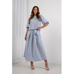 Spódnica maxi w drobne kwiaty z ozdobnym wiązaniem