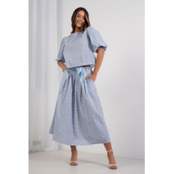 Spódnica maxi w drobne kwiaty z ozdobnym wiązaniem