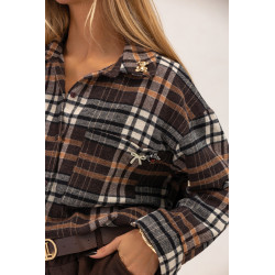 KOSZULA W KRATĘ Z OZDOBNYMI BROSZKAMI