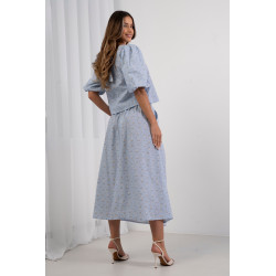 Spódnica maxi w drobne kwiaty z ozdobnym wiązaniem