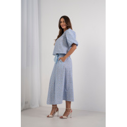 Spódnica maxi w drobne kwiaty z ozdobnym wiązaniem