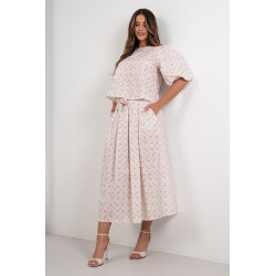 Spódnica maxi w drobne kwiaty z ozdobnym wiązaniem