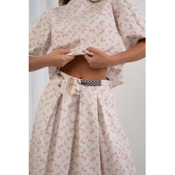 Spódnica maxi w drobne kwiaty z ozdobnym wiązaniem