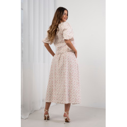 Spódnica maxi w drobne kwiaty z ozdobnym wiązaniem