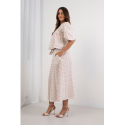 Spódnica maxi w drobne kwiaty z ozdobnym wiązaniem