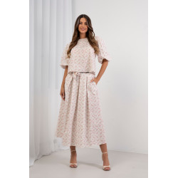 Spódnica maxi w drobne kwiaty z ozdobnym wiązaniem