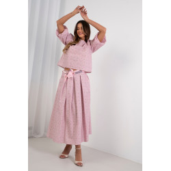 Spódnica maxi w drobne kwiaty z ozdobnym wiązaniem