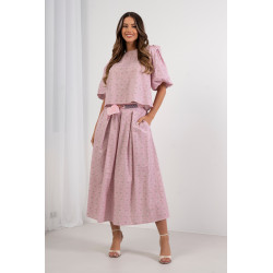 Spódnica maxi w drobne kwiaty z ozdobnym wiązaniem
