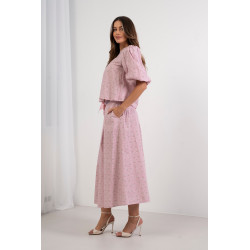 Spódnica maxi w drobne kwiaty z ozdobnym wiązaniem